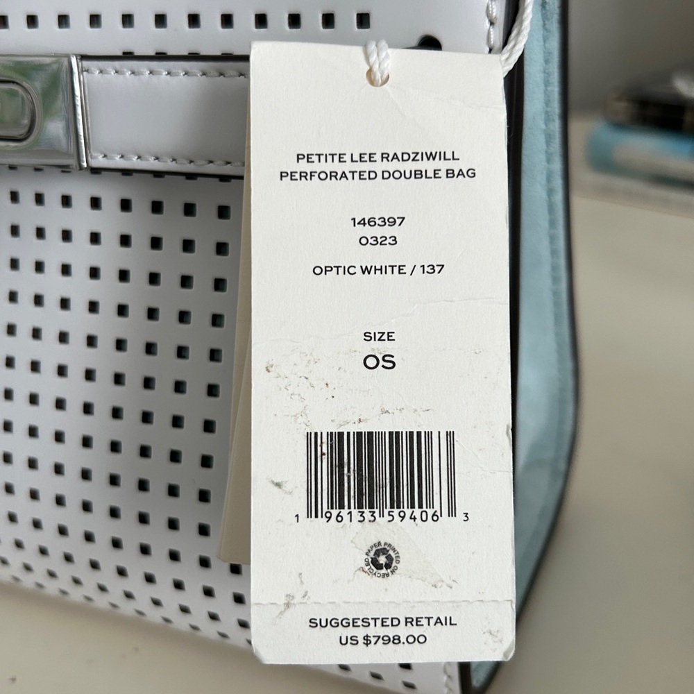 Tory Burch Petite Lee Radziwill White Perforated Leather Satchel - Picture 10 of 10